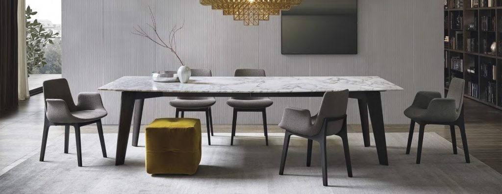 Marble dining table from Poliform